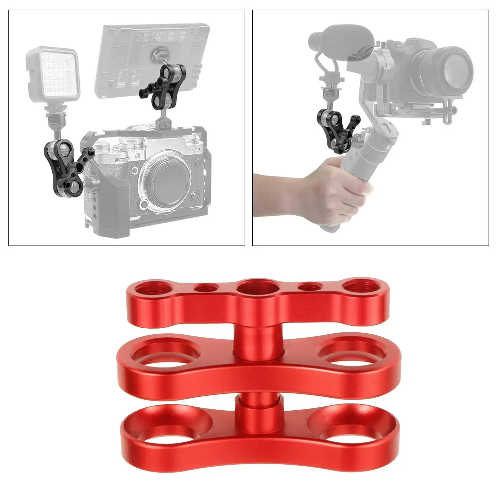 Aluminum Alloy Butterfly Ball Clamp Mount for Diving Camera Arm System 360 Degree Rotation Universal Fit