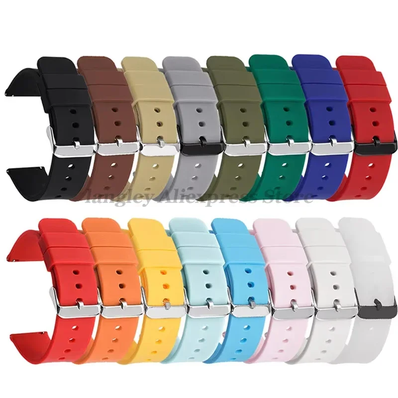 Silicone Watch Band 14/16/18/19/20/22/24mm Soft Quick Release Rubber Watch Straps for Samsung Galaxy for Garmin for Huawei Watch