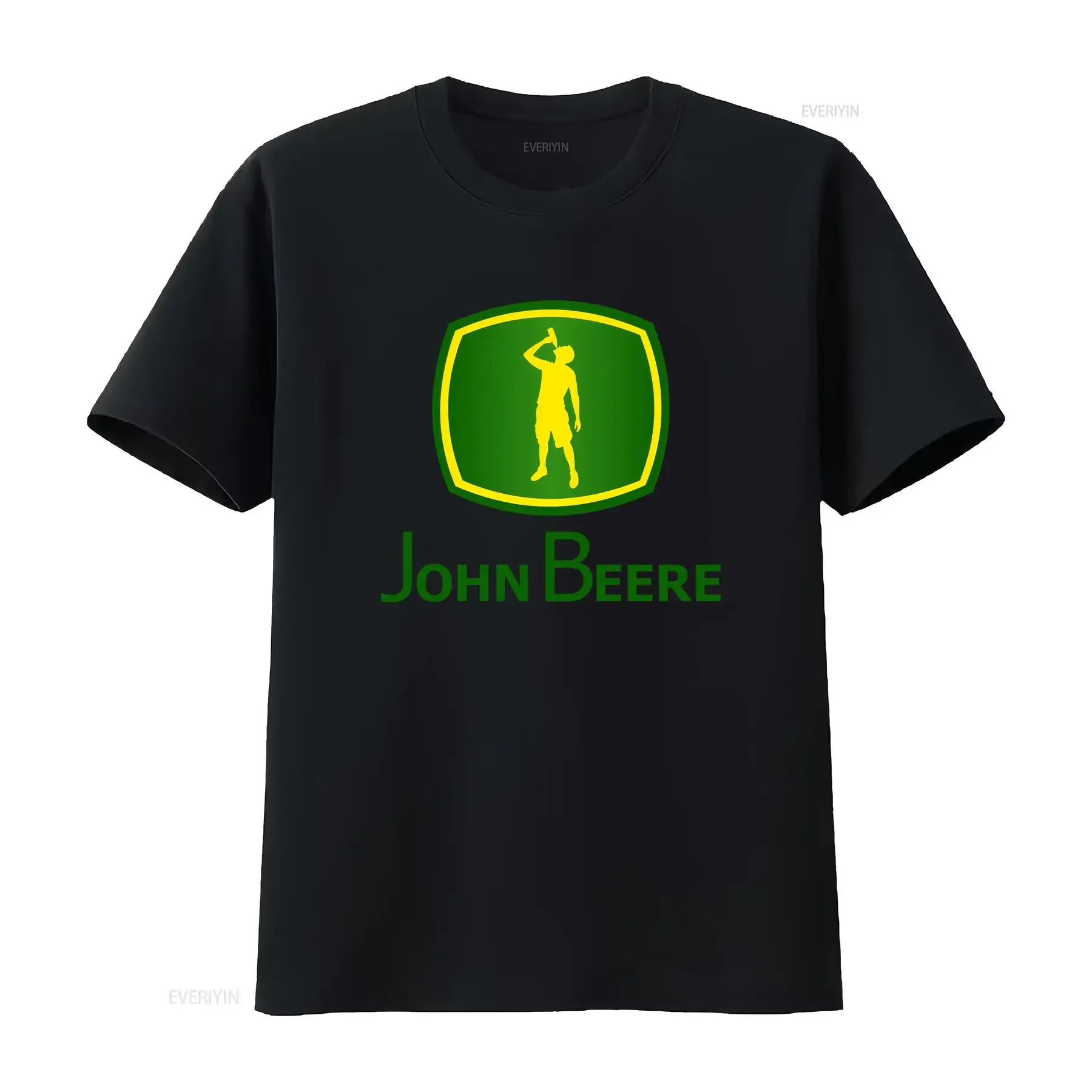 John Beere Lustiges T-Shirt mit Bierliebhaber-Camping-Logo für Herren, erhältlich in den Größen S bis 5XL, Vintage-Waschung, modische Grafik, Stretch-Herren-T-Shirt