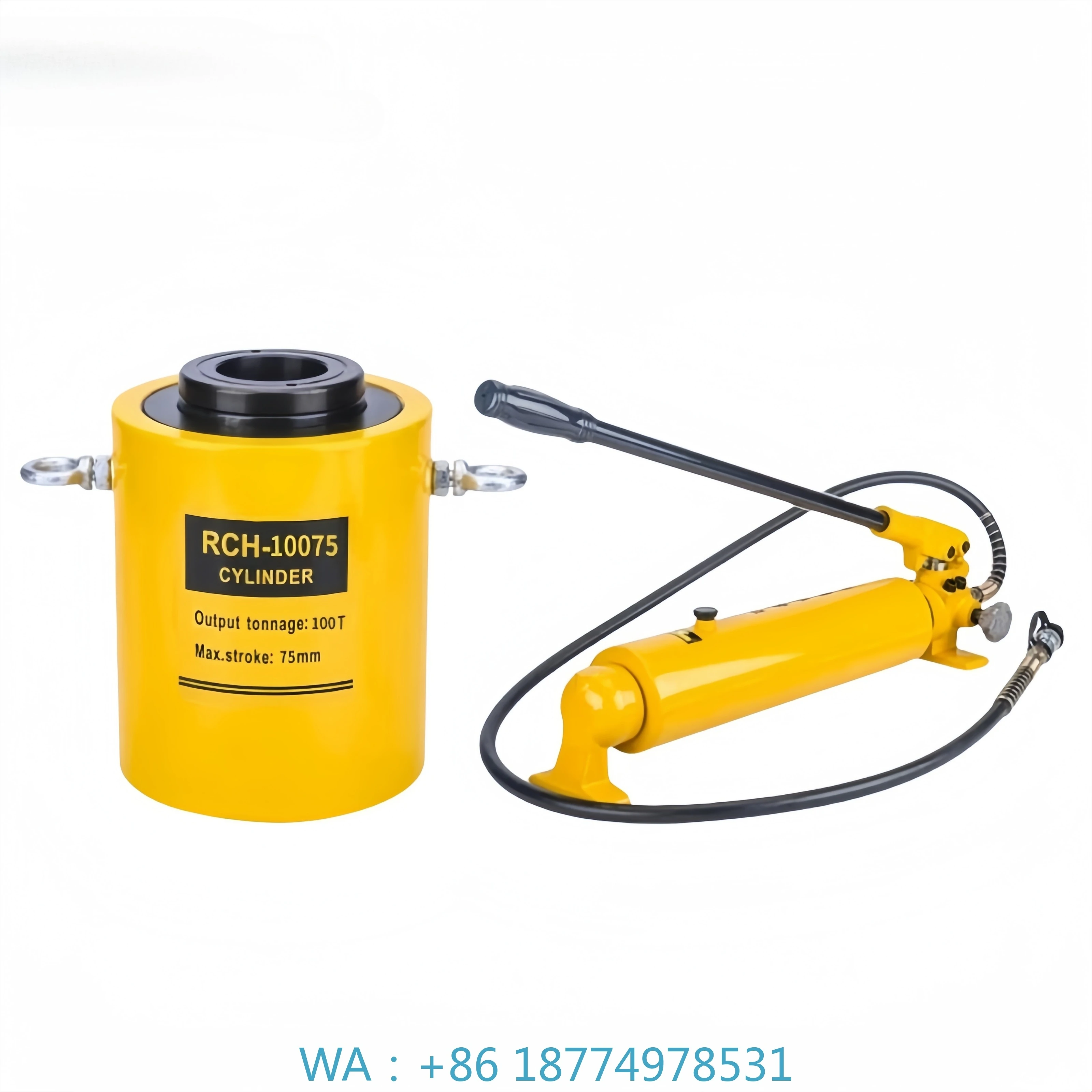 75 50t Capacity Steel Hollow Plunger Jack 75mm Hollow Plunger RamHeavy Duty 100ton Stroke Hydraulic Hollow Cylinder RCH-100