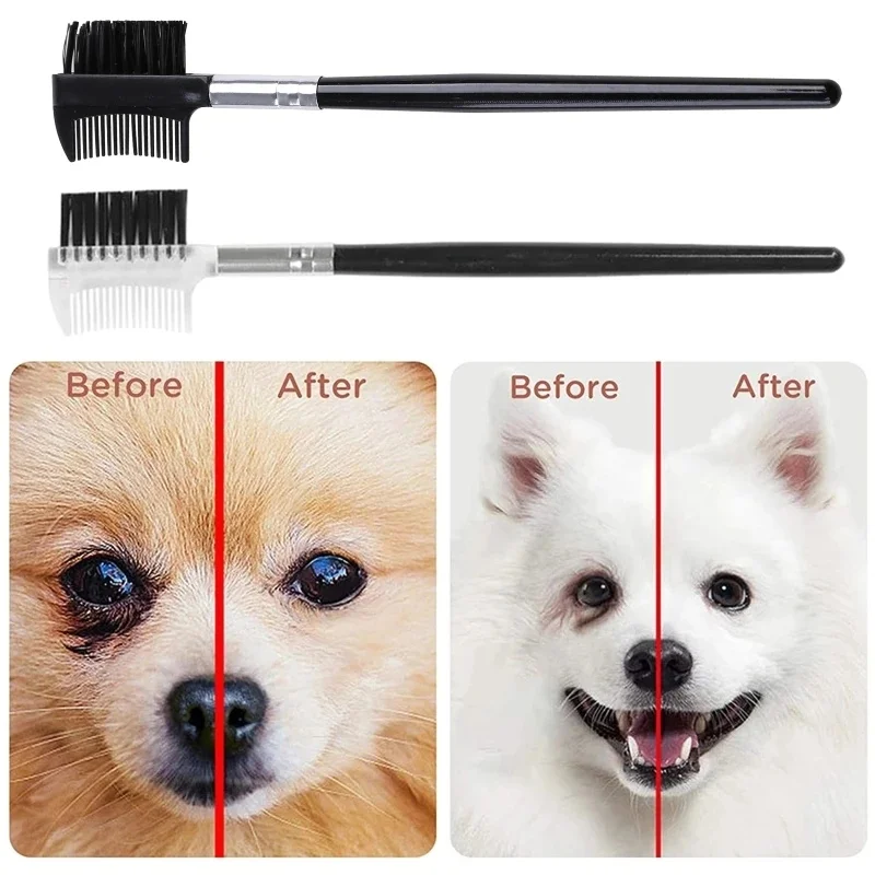 Tear Stain Remover Comb Pet Eye Comb Double-Sided Dog Eye Brush Grooming Combs for Small Dogs Pomeranians Chihuahuas