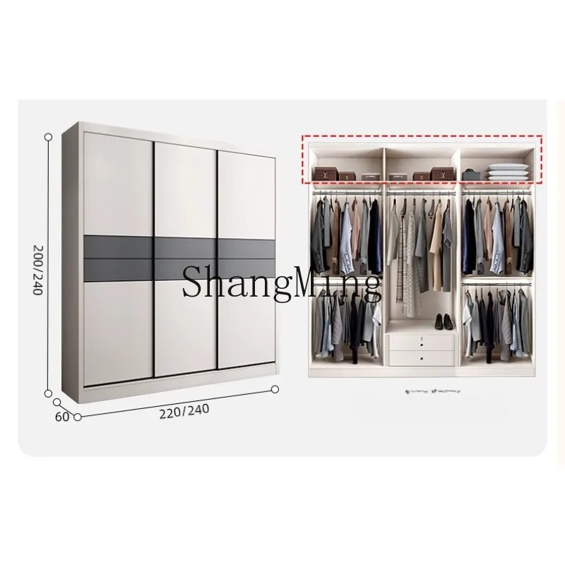 

ZHB solid wood wardrobe, modern simple sliding door large wardrobe sliding door sliding door bedroom household cabinet master