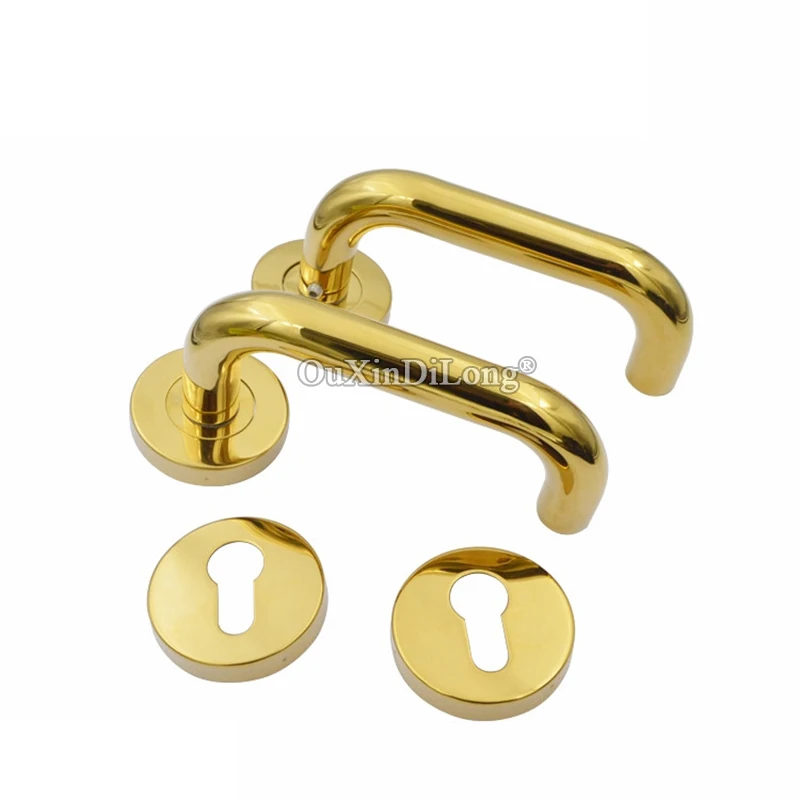 

Brand New Stainless Steel Door Handles Gold Entrance Passage Privacy Door Lever Handles