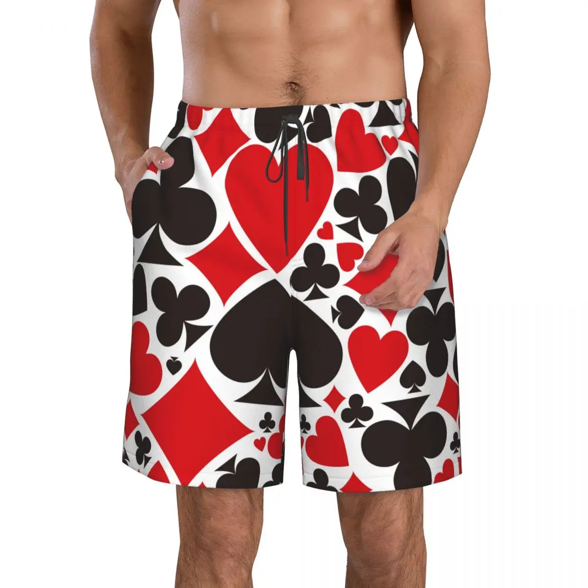 

Men's Swimming Shorts Poker Pattern With Card Suits Trunks Beach Wear