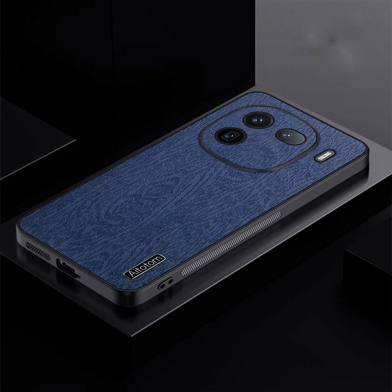 Luxury Leather Case For Vivo Iqoo 12 Case Iqoo 12 Pro Cover Bark Texture Shockproof Back Cover for Iqoo 12Pro Iqoo12 Bumper