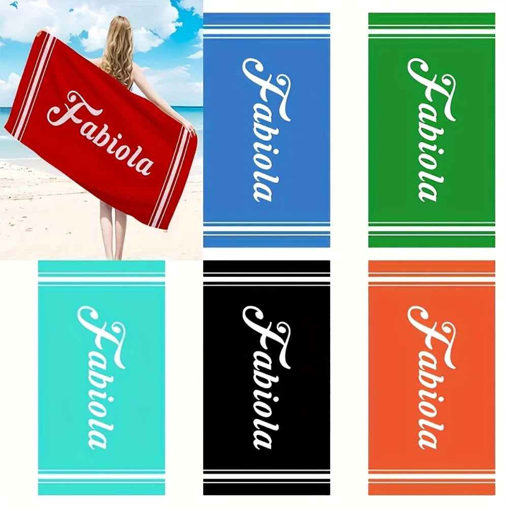 Toallas de playa personalizadas - Toalla de playa personalizada con el nombre Fabiola, toalla de baño personalizada con monograma de secado rápido y sin arena.
