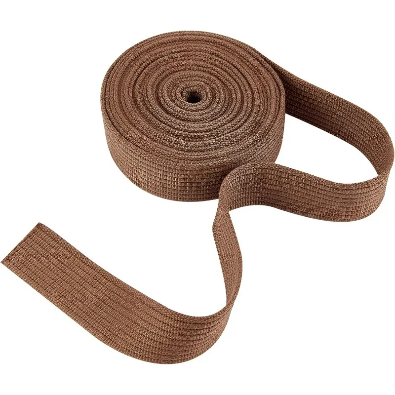 

5 Yards Webbing Cotton Heavy Duty Cotton Webbing Polyester Ribbons 1.5 Inch Wide Purse Bag Strap Brown Canvas Ribbon Trim