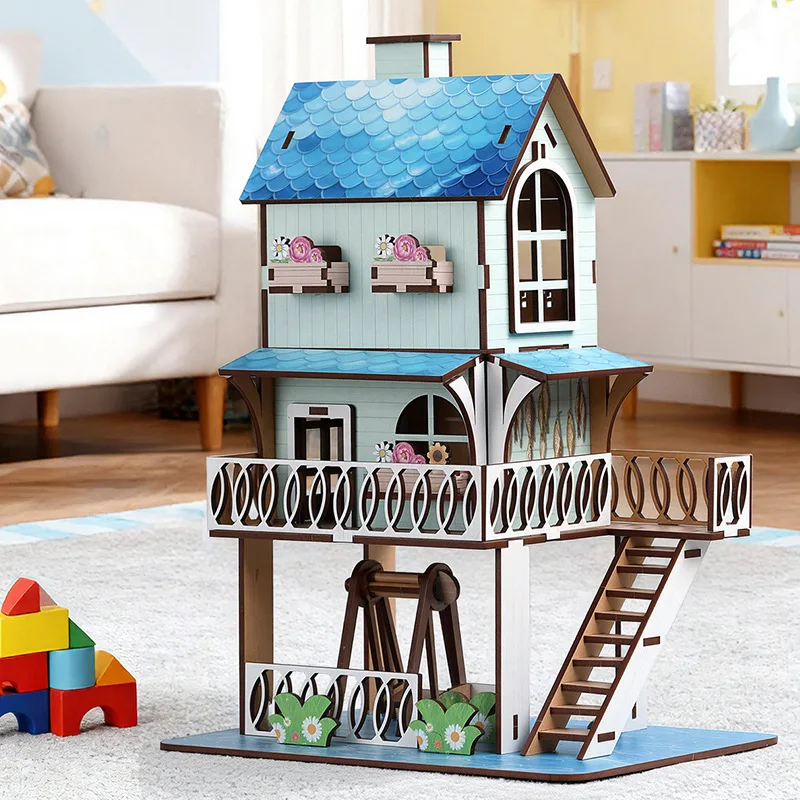 

DIYWooden 3D Puzzle Seaview Villa Model,2-StoryCreativeBuilding Kit,Montessori Educational Toy&RealisticArchitecture Desktop toy