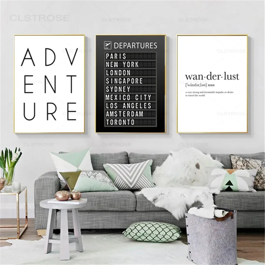 Custom Travel Airport Board Poster Wall Art Picture Destination Canvas Painting for Living Room Home Decoration World Map Prints