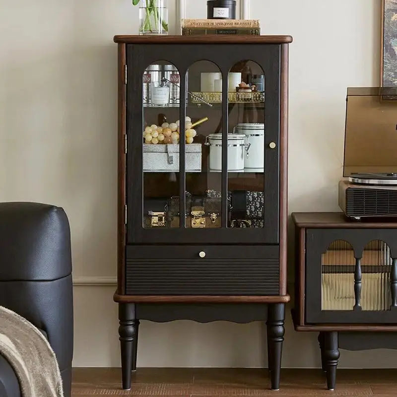 French retro display cabinet, small apartment, living room, wall-to-wall storage cabint, wine cabine, TV cabin, sideboard, g
