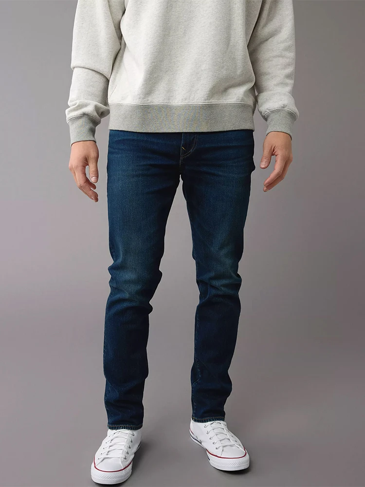

Slim Fit Straight Leg Jeans Men's Long Pants Waed Micro Elastic Tail Single AEO Eagle Faionable Casual Autumn Wear
