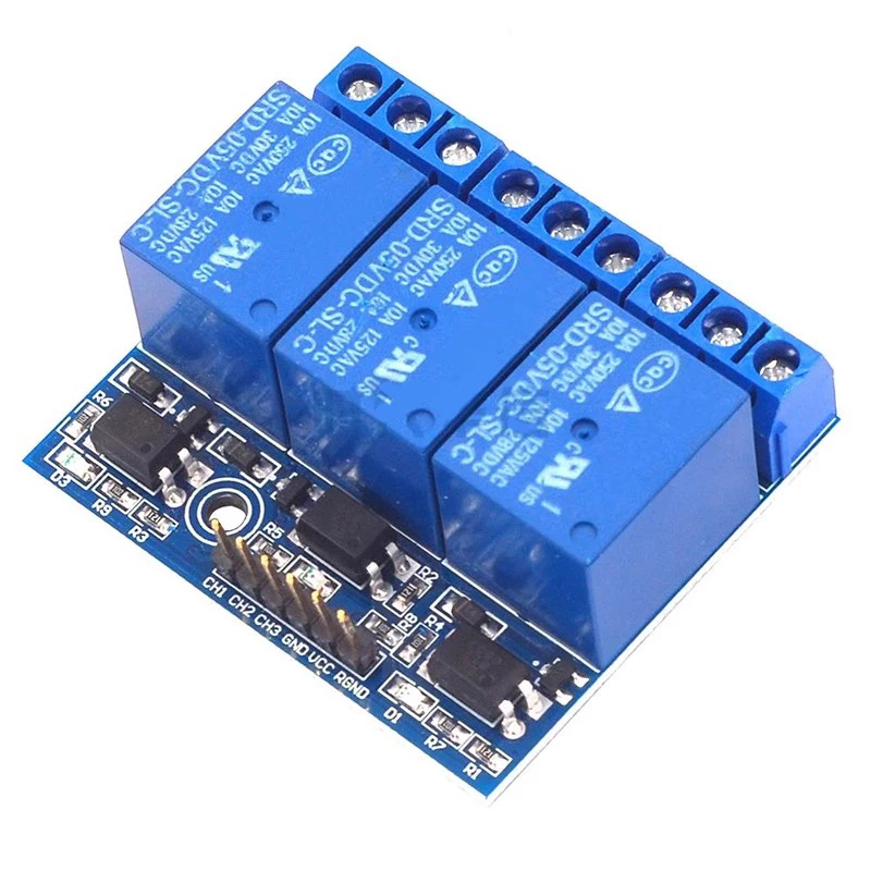 3.3V 5V 3 Channel Relay Module 5mA With Optocoupler Isolation Compatible Signal