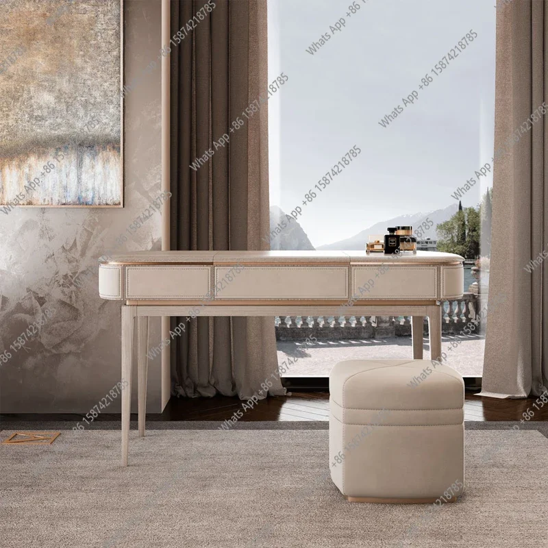 

MX Modern Light Luxury Flip Dresser Bedroom Modern Simple Ebony Veneer Makeup Table Stool Designer Home