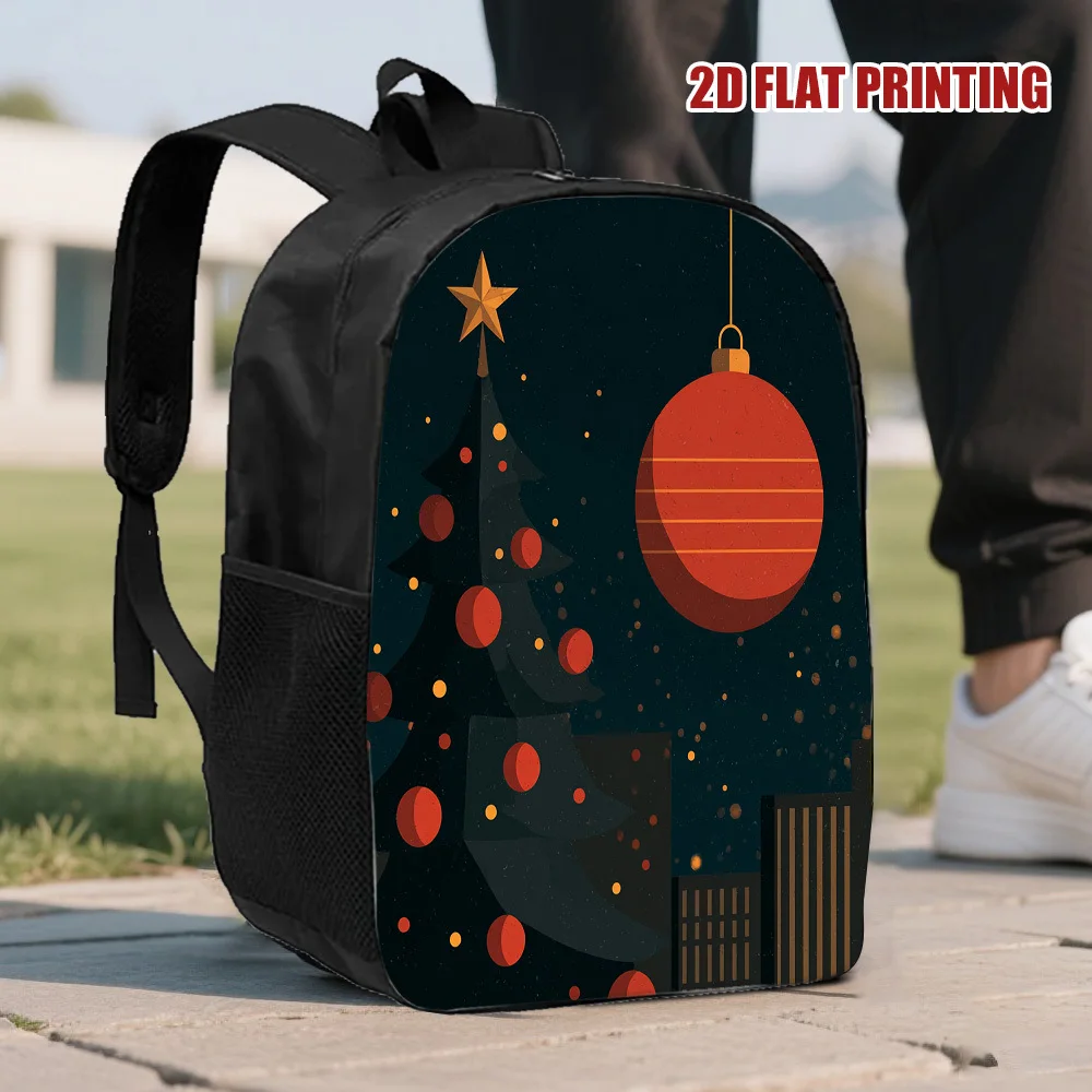 

1 Large Capacity Lightweight Travel Backpack - Stylish Christmas Eve Print & Holiday Decoration City Skyline, Adjustable Strap