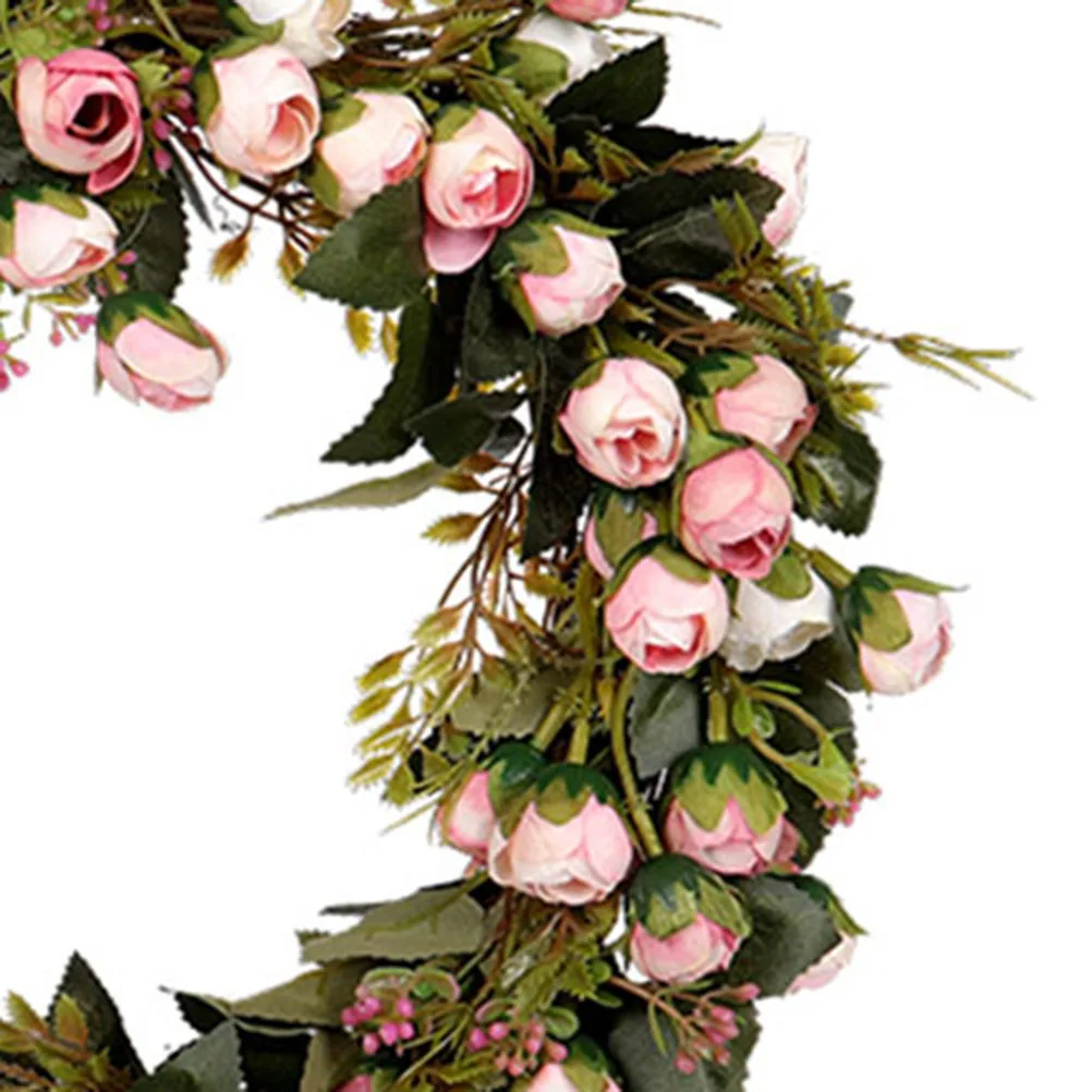 

30Cm Small Artificial Rose Wreath Handmade Floral Garland Decor For Wedding Home Door Wall Romantic Country Style Realistic