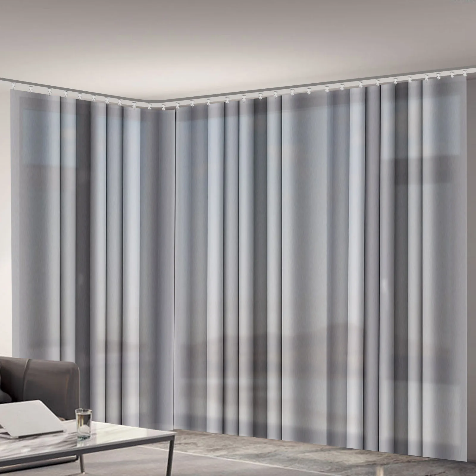 

Adjustable Ceiling Curtain Track System, 9-12ft Aluminum Alloy Rail with Hooks, White Room Divider Rail for Sliding Curtains