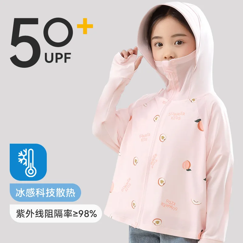 2-14 Years Old Girls UV Lightweight Sunscreen Hoodie Toddler Summer Sun Protection Outwear Outdoor Jacket UPF50 Breathable CoaT