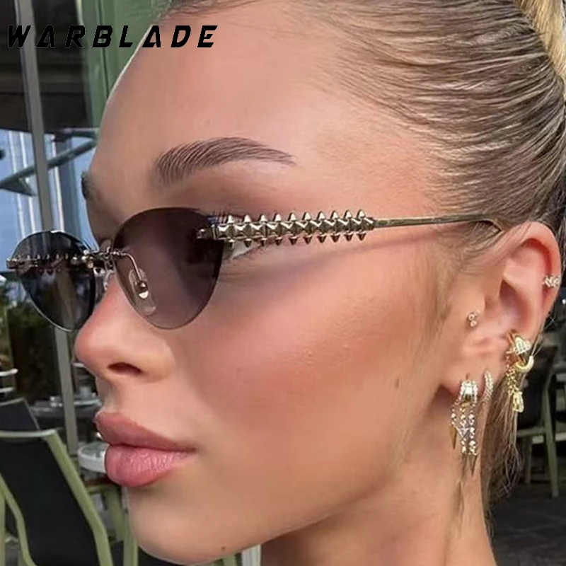 Luxus Metall Randlose Cat Eye Sonnenbrille Frauen Trendy Marke Designer Outdoor Sonnenbrille Weibliche Reise Driving Shades UV400 Gafas