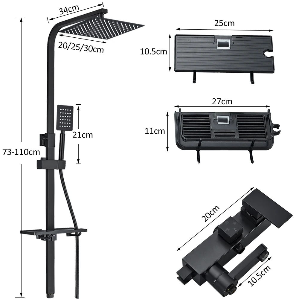 Zwart Chroom 3/4-Way Douchekraan Regendouche Warm Koud Water Mixer Bidet Kraan Commodity Plank Voor Badkamer Douche Mixer