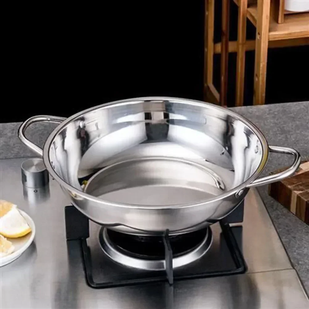 24-40cm Hot Pot Basin Stainless Steel Double-ear Clear Soup Pot Single Pot Gas Stove Cooking Pot Home Restaurant Kitchen Pot