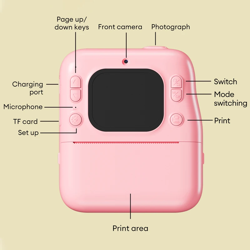 Aparat fotograficzny Lenovo z funkcją drukowania, aparat natychmiastowy dla dzieci, 32GB, aparat cyfrowy 1080P z funkcją drukowania zdjęć, prezent dla dzieci na Boże Narodzenie, urodziny, model DY34