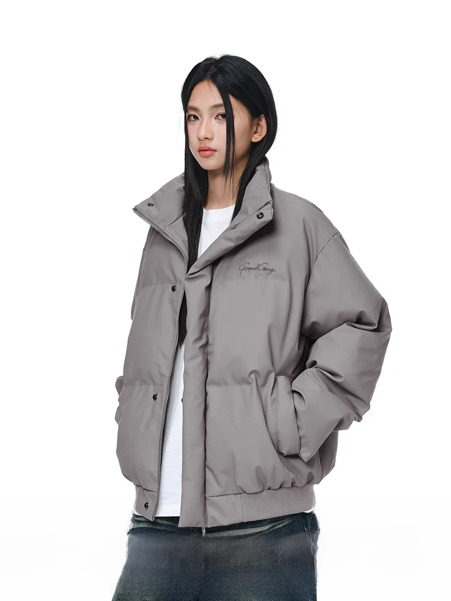 

Cleanfit ort Cotton Jaet Loose Bread Sle PU Leather Youth Faion Autumn Winter Casual Home Wear Zipper Closure Long Sl...