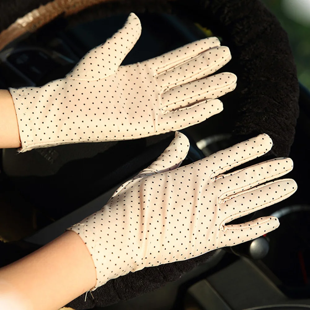 

Etiquette Fashion Summer Spring Anti-UV Spandex Women Gloves Dots Gloves Sunscreen Driving Gloves
