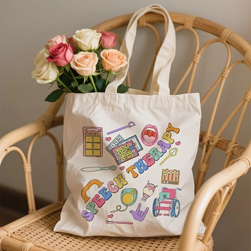 Speech Relax Tote Bag - Designed with Bright Symbols And Icons, Sturdy And Durable, Machine Washable, Offering Ample Shopping Sp