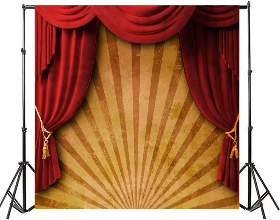 Photography Backdrop Stage Fun Fair Circus Tent Curtain Abstract Stripe Drama Lay Flat Kids Birthday Baby Shower Background