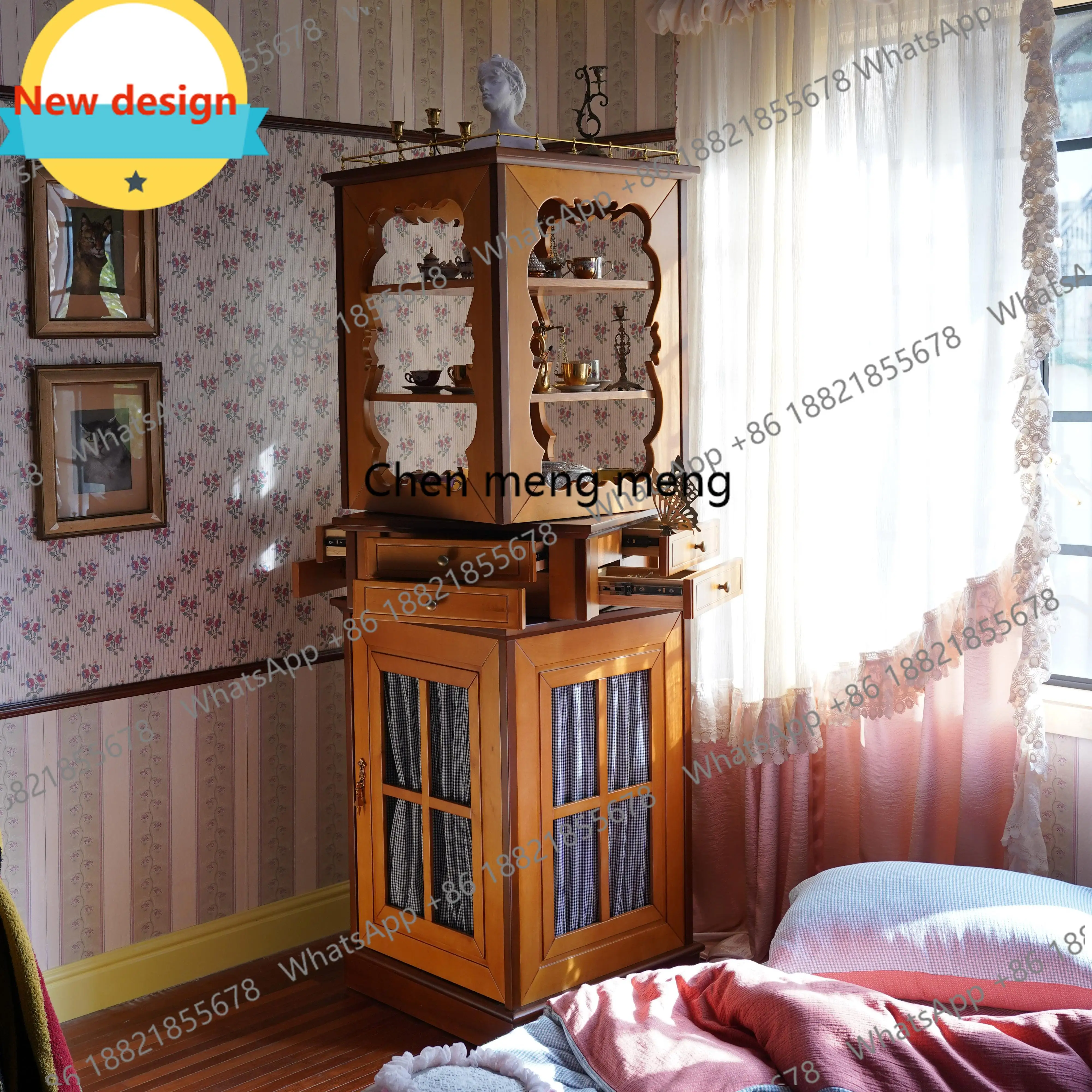 

Трехслойный вращающийся модельный шкаф в стиле ретро, боковой шкаф для столовой, гостиная для дома b567