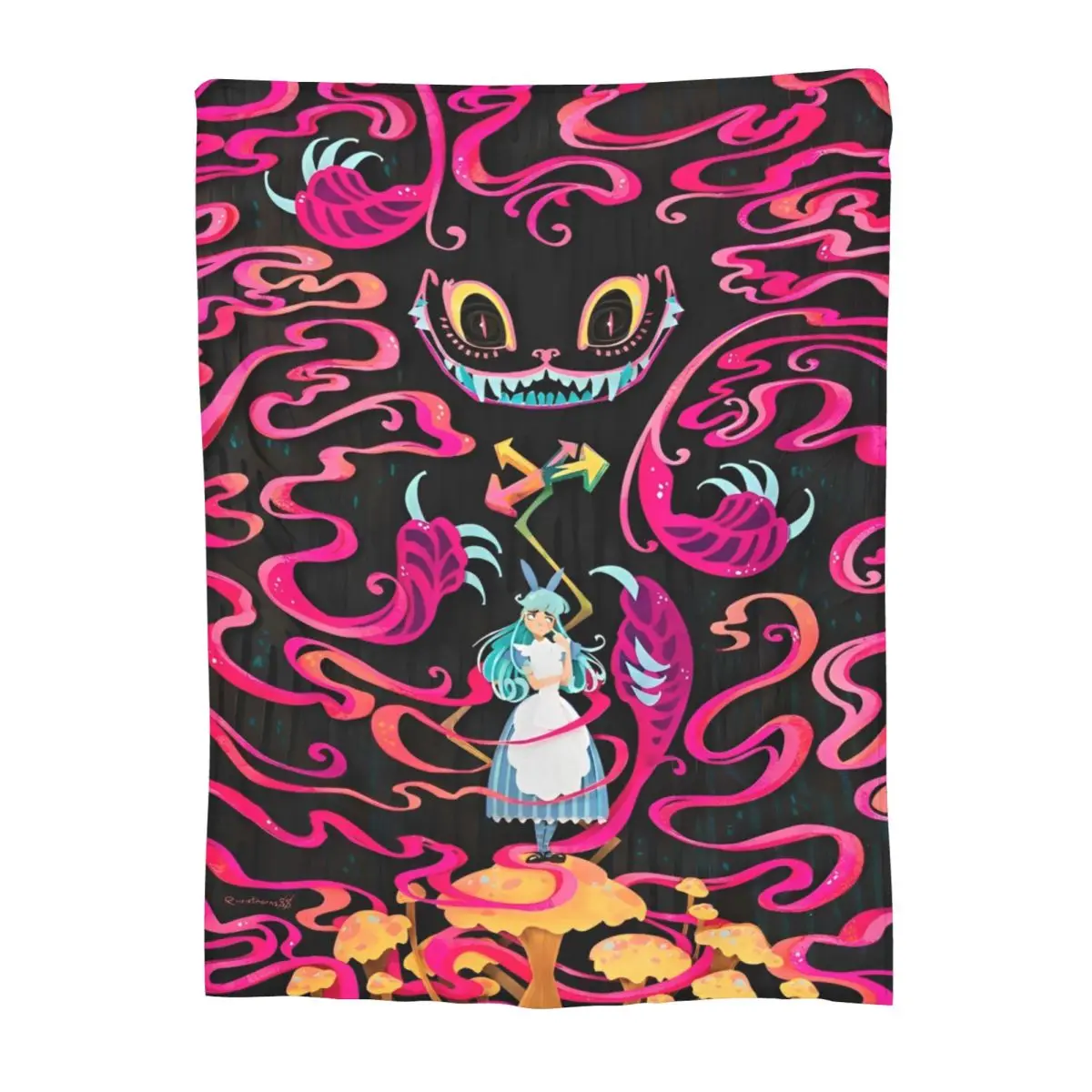 Cartoon Alice In Wonderland Velvet Throw Blanket Blankets for Bedding Car Ultra-Soft Bedroom Quilt