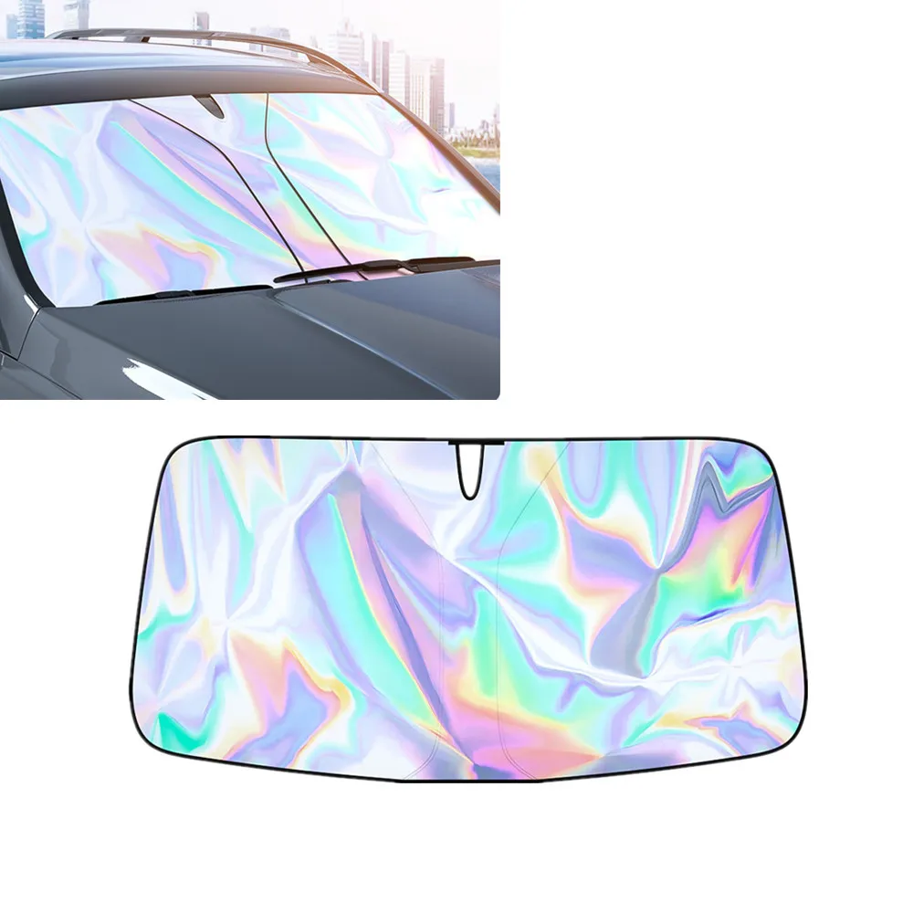 Foldable Car Cunshade Windshield Sun Shade Visor Cover 140cm x 70cm titanium silver Car Umbrella Protector Heat Insulated