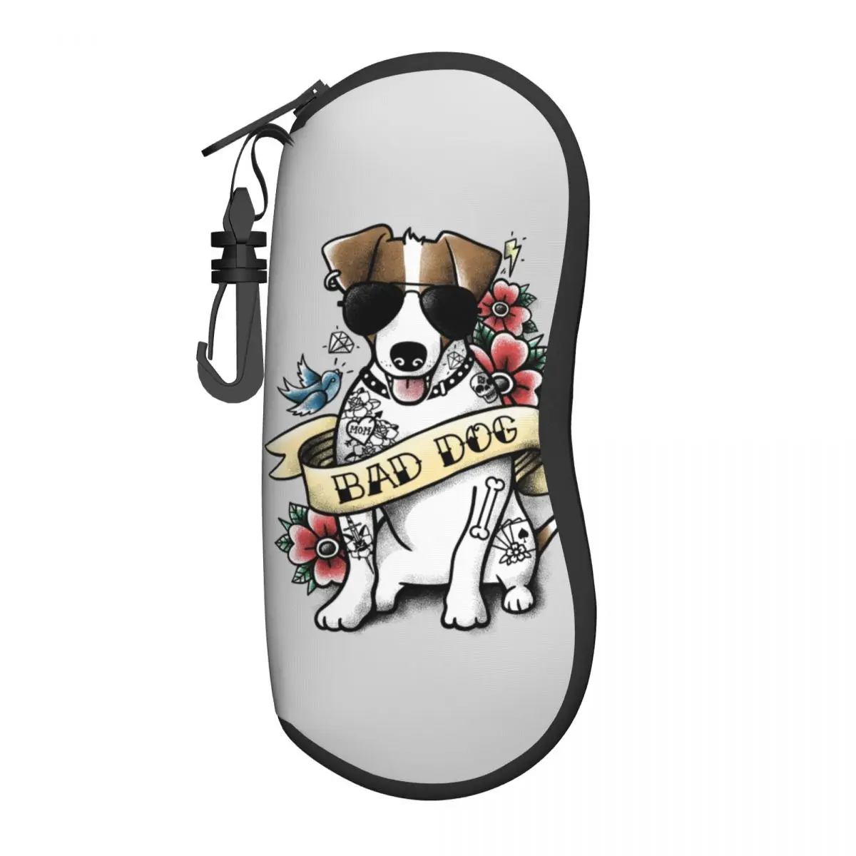 Bad Dog Jack Russell Terrier Tattoo Shell Eyeglasses Protector Cases Fashion Sunglass Case Puppy Dog Lover Glasses Pouch