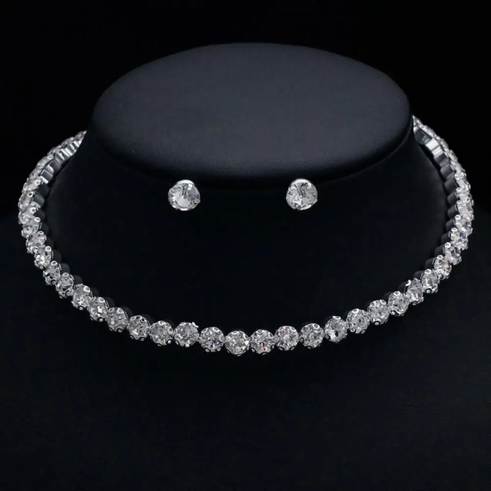 4Pcs/Set Attractive Female Wedding Jewelry Set Exquisite Craftsmanship Jewelry Shining Necklace Bracelet Earrings Decoration