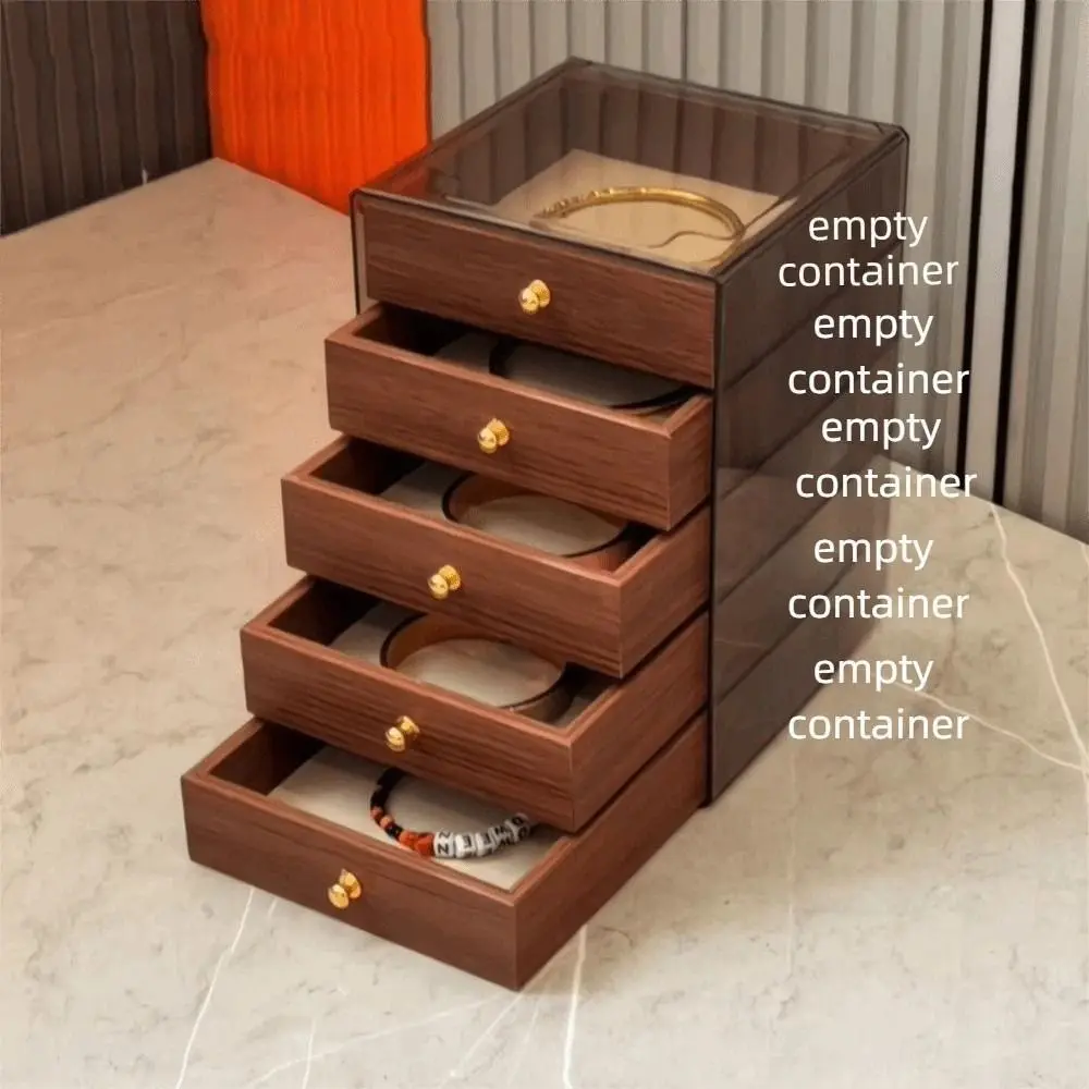 

Large Capacity Jewelry Storage Box Dust-proof Detachable Layers Wooden Walnut Grain Jewelry Box Simple Anti-oxidation