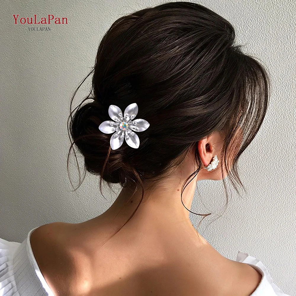 Youlapan Fashion Alloy Bloem Haarspelden Bruids Tiara Haaraccessoires U-Vormige Pin Metalen Barrette Bruiloftsfeest Haarclips Hp771