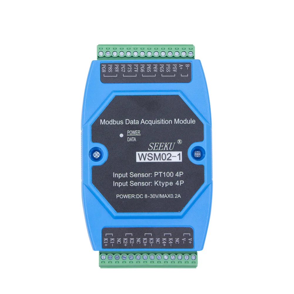 Модуль сбора температуры SeekU 8-канальный modbus WSM02, вход термопары Modbus rtu K/PT100