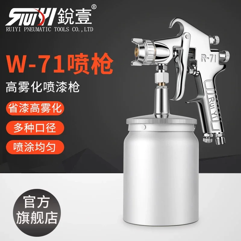 Ruiyi W71 High Atomization Upper and Lower Pot Paint Spray Gun Pneumatic Paint Spray Gun for Automotive and Furniture Spraying