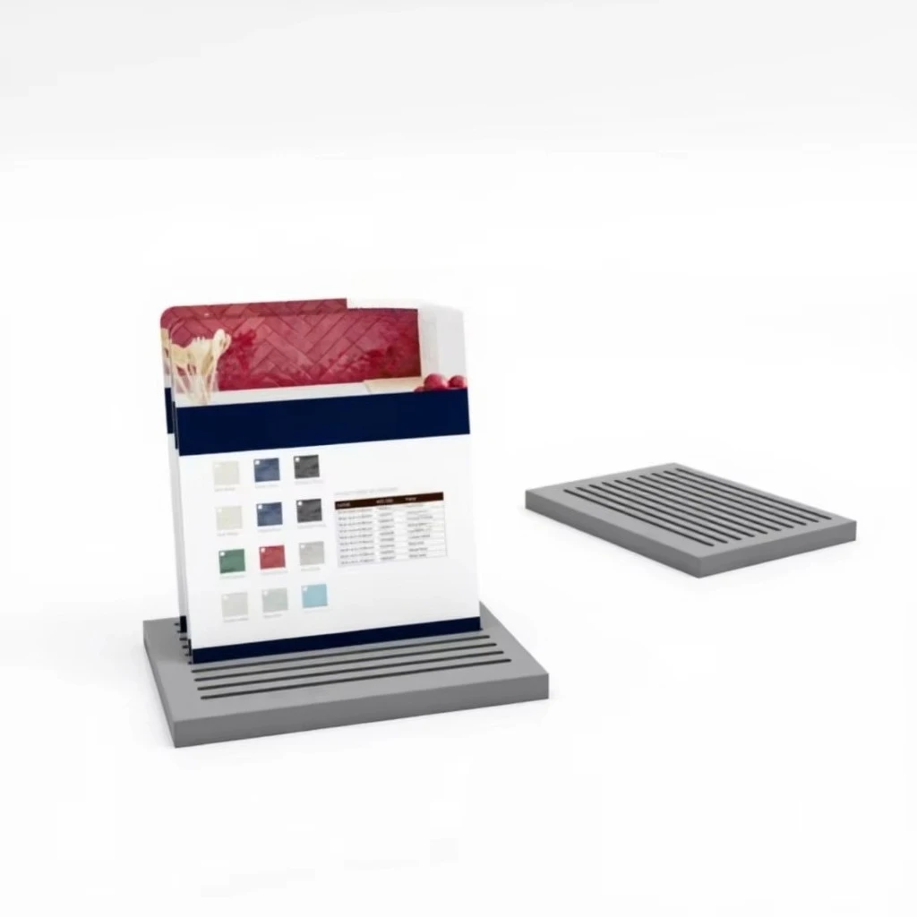 

&c Boya Customize Size Logo Quartz Marble Stone Ceramic Tile Sample Board Display Stand on Counter Top