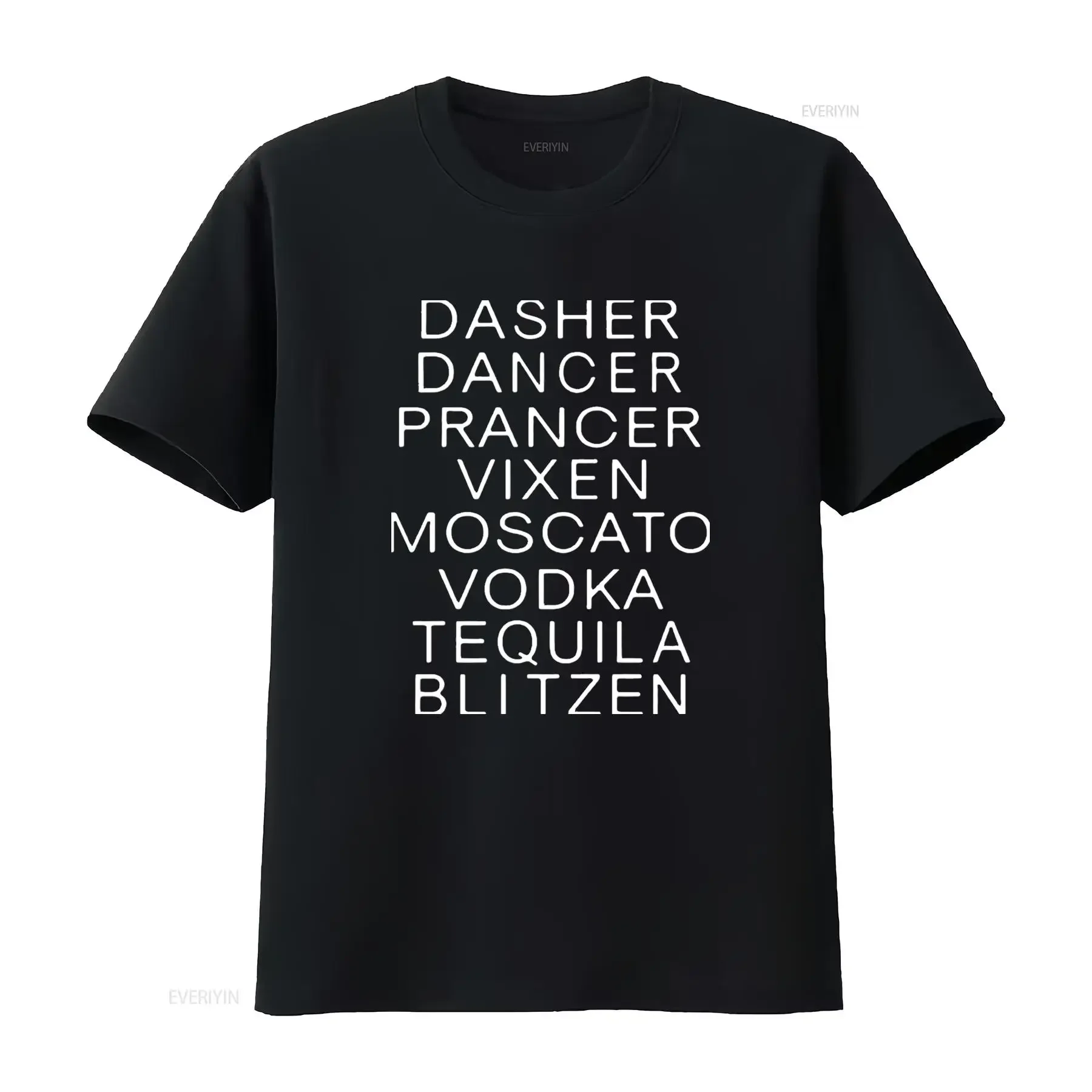 Dasher Dancer Prancer Christmas T Shirt For Women  Cute Funny Drinking Tops vintage Washed Top For Everyday Wear Casual
