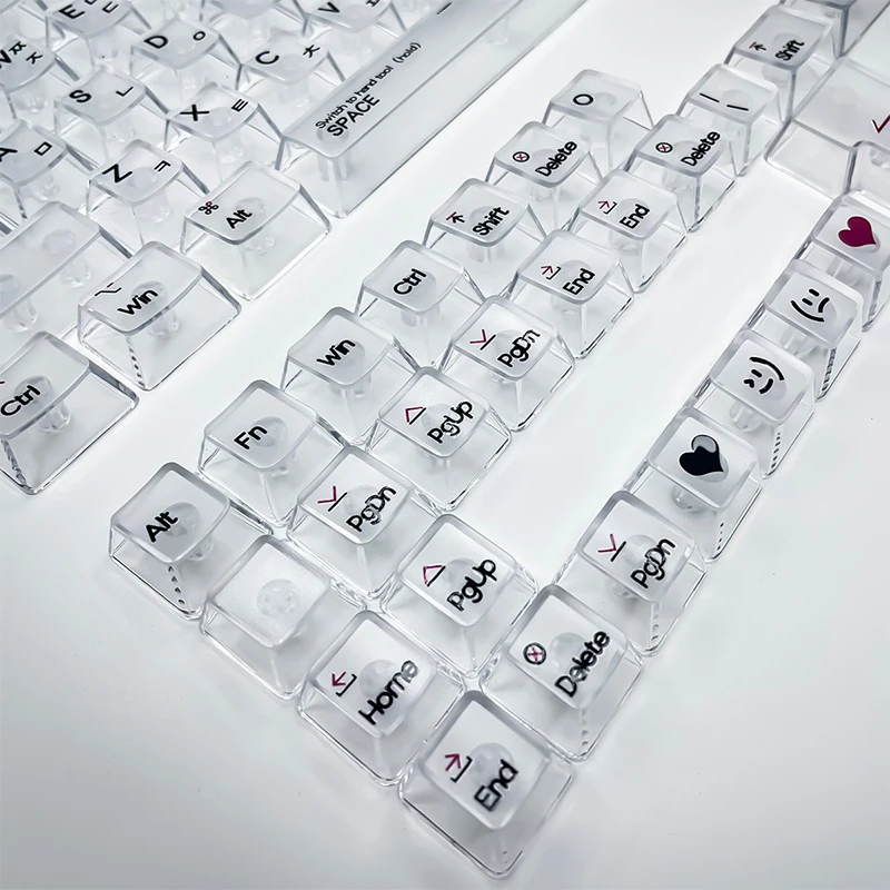 Korean Transparent Keycap Set PC Shine Through Backlit Keycaps OEM Profile For MX Switch Mechanical Keyboard