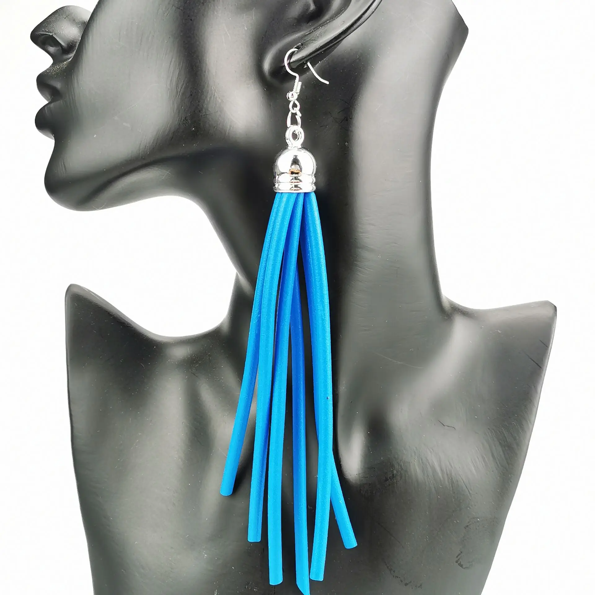 New Handmade Ethnic Tassel Design Rubber Long Earrings Fashionable Bohemian Style Women Multi-color Optional Earring Jewelry