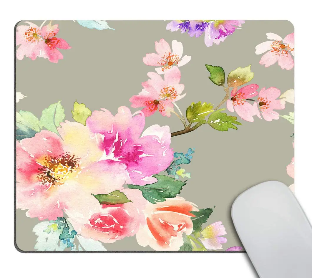 Hot-Selling Vintage Bloemen Afdrukken Muismatten Comfortabele Gaming Muismat Toetsenbord Matten Bureau Pad Muismatten 22x18 cm