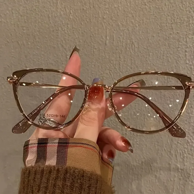 Y2K Anti-Blaulicht-Brille für Damen, ovaler Rahmen, leichte Rahmen, Statement-Rahmen