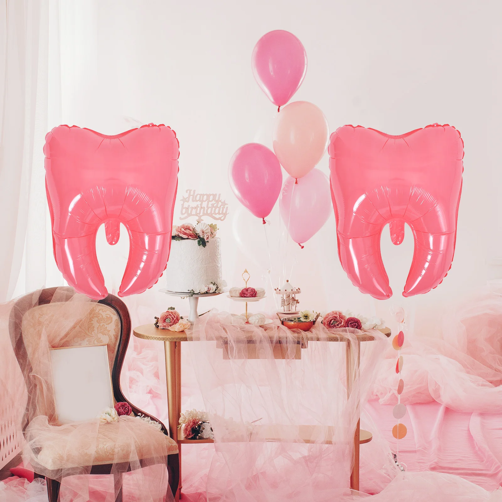 

6Pcs Tooth Shaped Balloons Cute Cartoon Design Inflatable Baby Shower Teeth Party Balloon Decor Decorations Tooth Party Decor