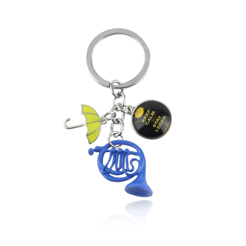 Movie Himym Keychain How I Met Your Mother Keyrings Yellow Umbrella Blue French Horn Pendant Keychain