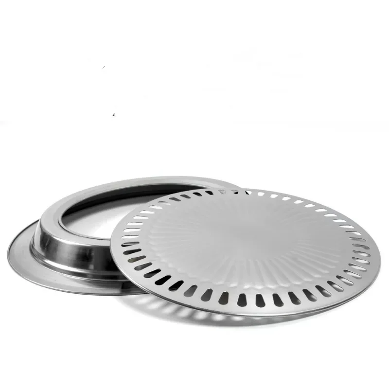 Stainless steel outdoor Korean style barbecue plate commercial barbecue meat takeaway barbecue plate