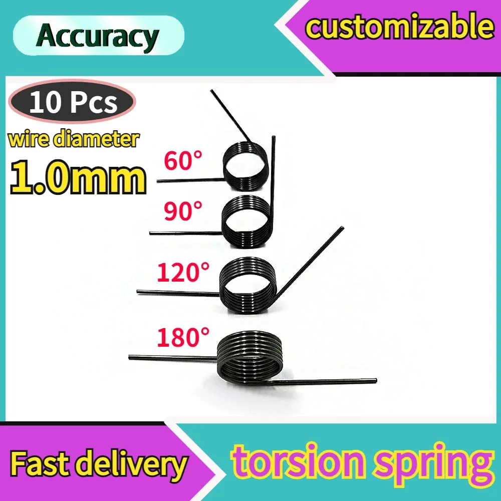 1000pcs 10 Pieces Wire Diameter 1.0mm 65Mn Steel V-Shaped Helical Torsion Spring Angle 60 90 120 180 Degrees Custom Metal Sprin