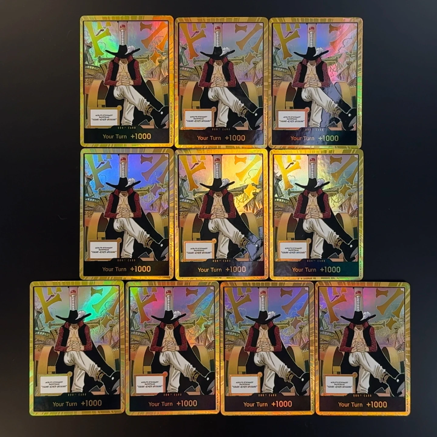 10pcs/set One Piece TCG OPCG English DON card Golden Dracule Mihawk DON OP14 EB04 The Azure Sea's Seven Game Toys
