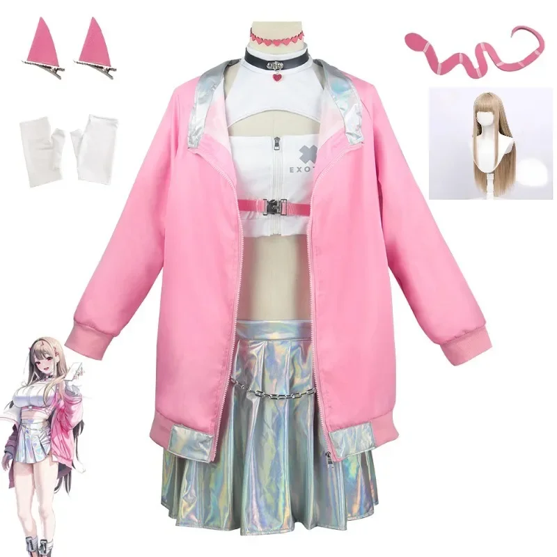 

Anime Viperr Cosplay Nikke Cosplay Costume The Goddess Of Victory Viperr COS Wig 90cm Pink Coat Dress for Carnival Party